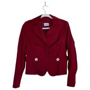 AKRIS PUNTO Red Button Down Partial-Lined Blazer Office Size 8 Business